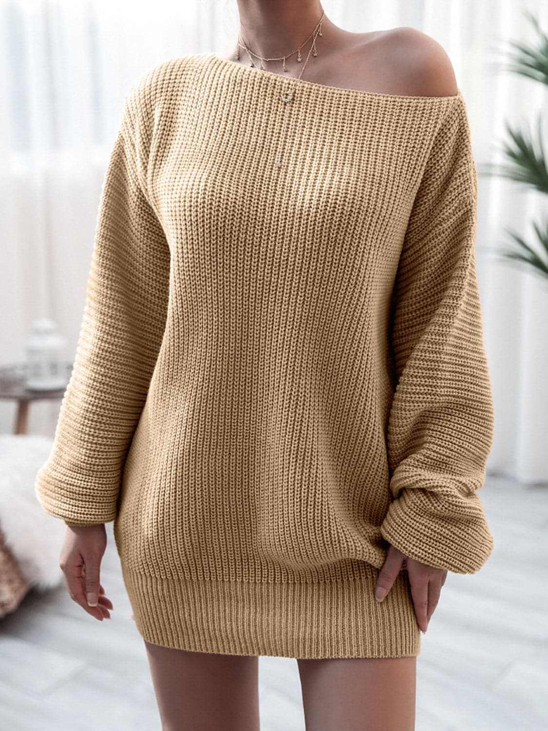 Cozy ribbed sweater dress - acrylic - Love Salve